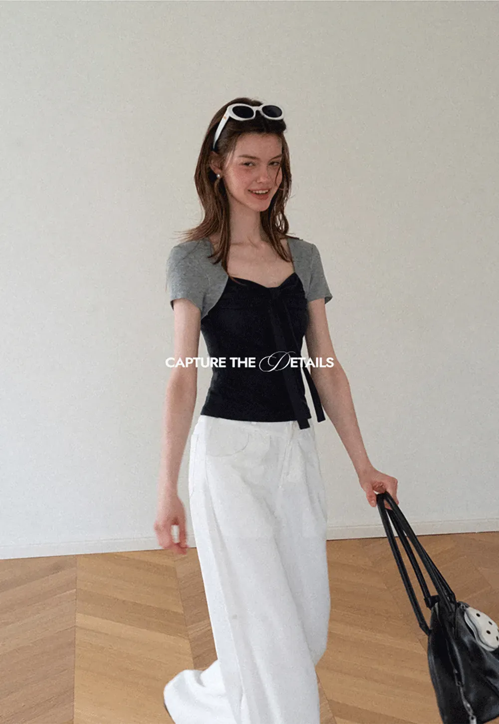 Square Neck Tie Front Short Sleeve Top