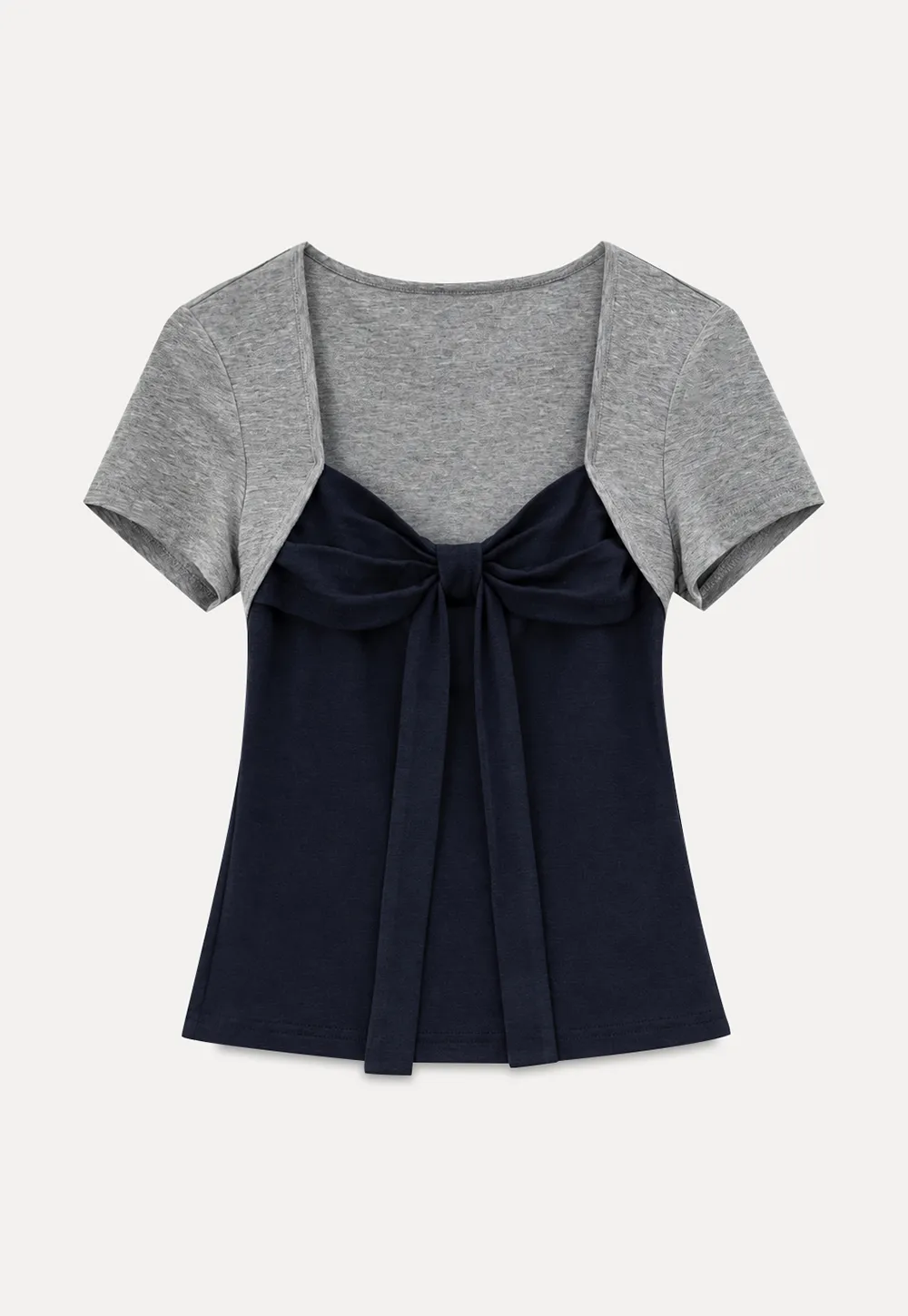 Square Neck Tie Front Short Sleeve Top