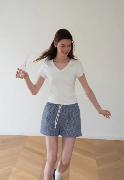 V Neck Short Sleeve Fitted T Shirt