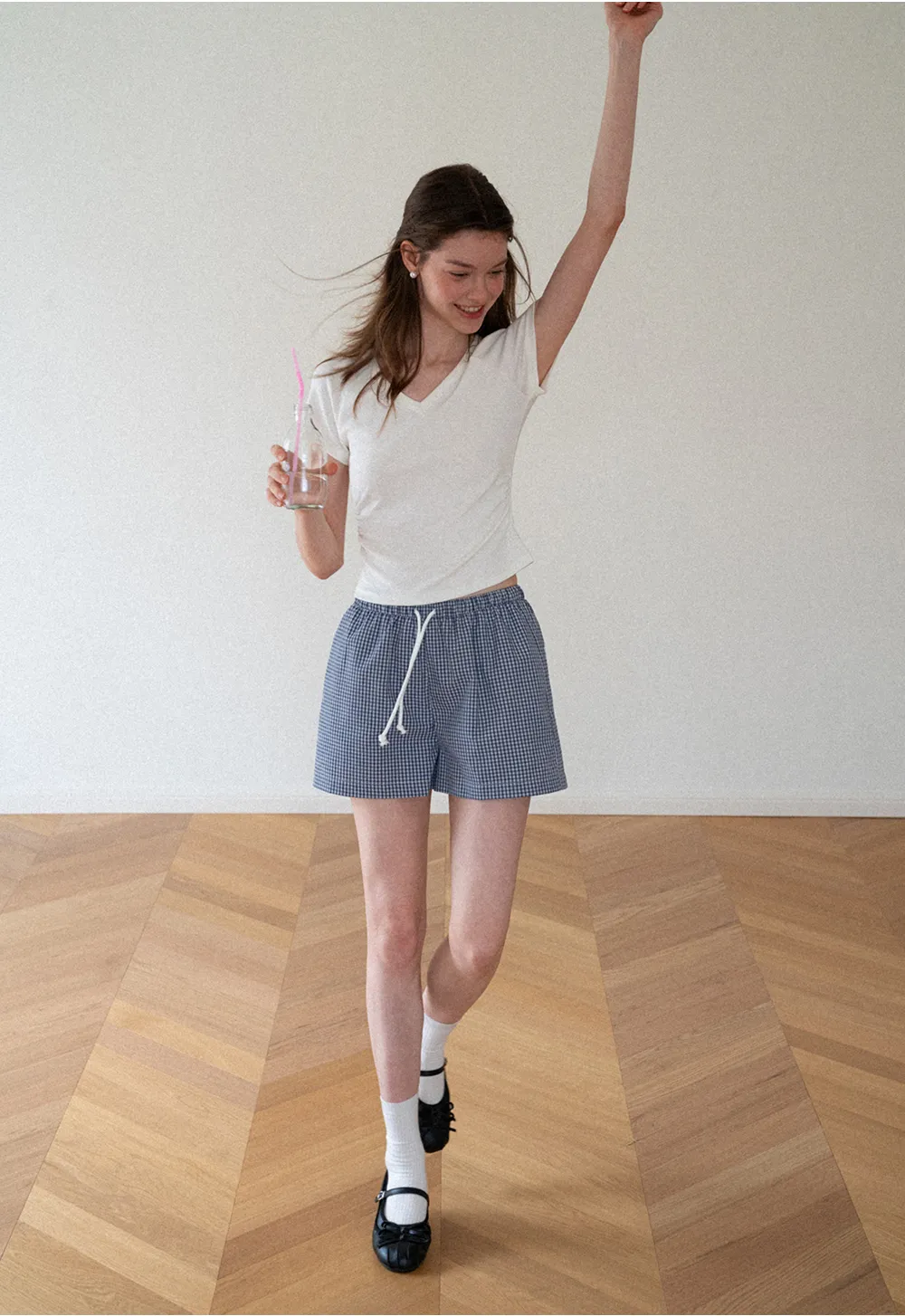 V Neck Short Sleeve Fitted T Shirt