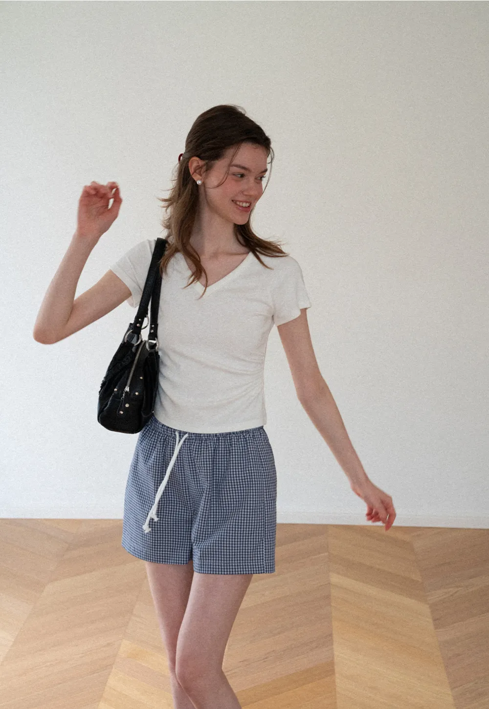 V Neck Short Sleeve Fitted T Shirt