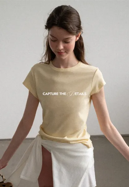 Round Neck Short Sleeve Fitted T Shirt