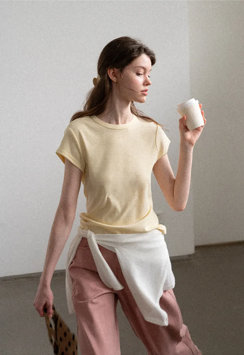 Round Neck Short Sleeve Fitted T Shirt