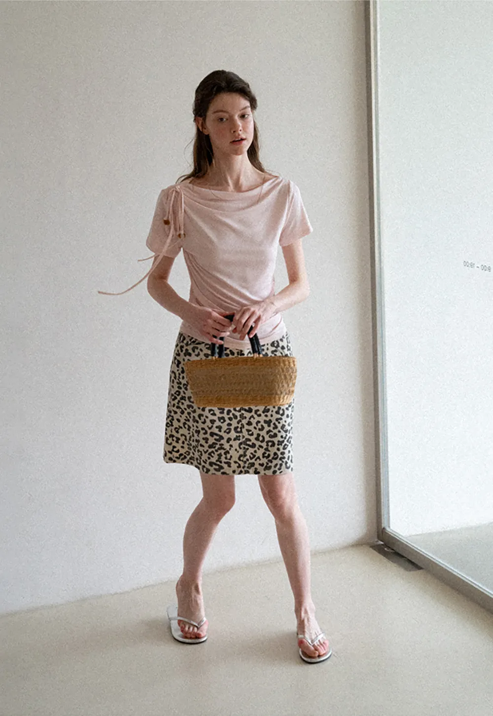 Asymmetrical Draped Neckline Short Sleeve T Shirt