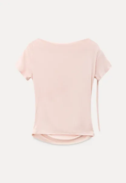 Asymmetrical Draped Neckline Short Sleeve T Shirt