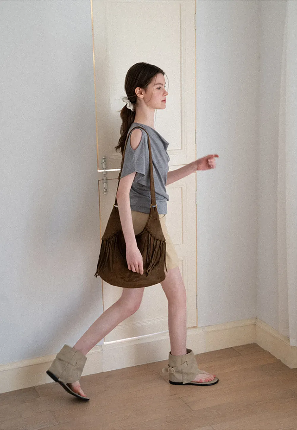 Draped Cowl Neck Short Sleeve T-shirt