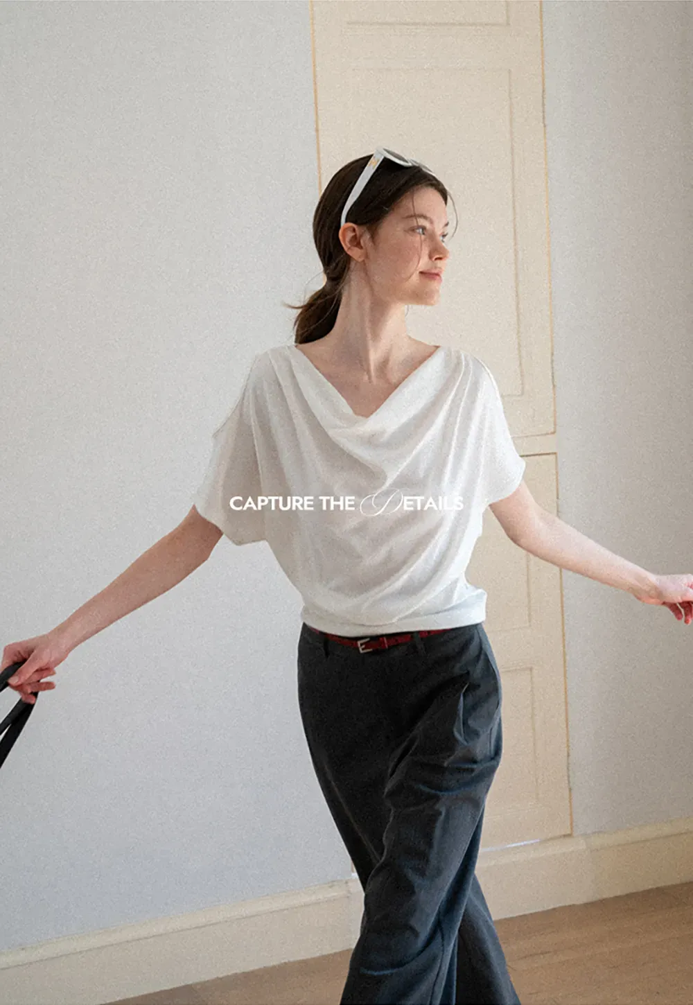 Draped Cowl Neck Short Sleeve T-shirt