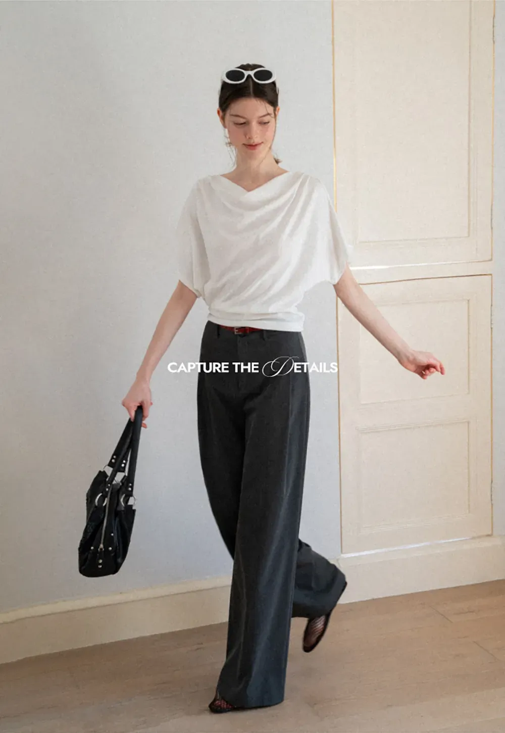 Draped Cowl Neck Short Sleeve T-shirt