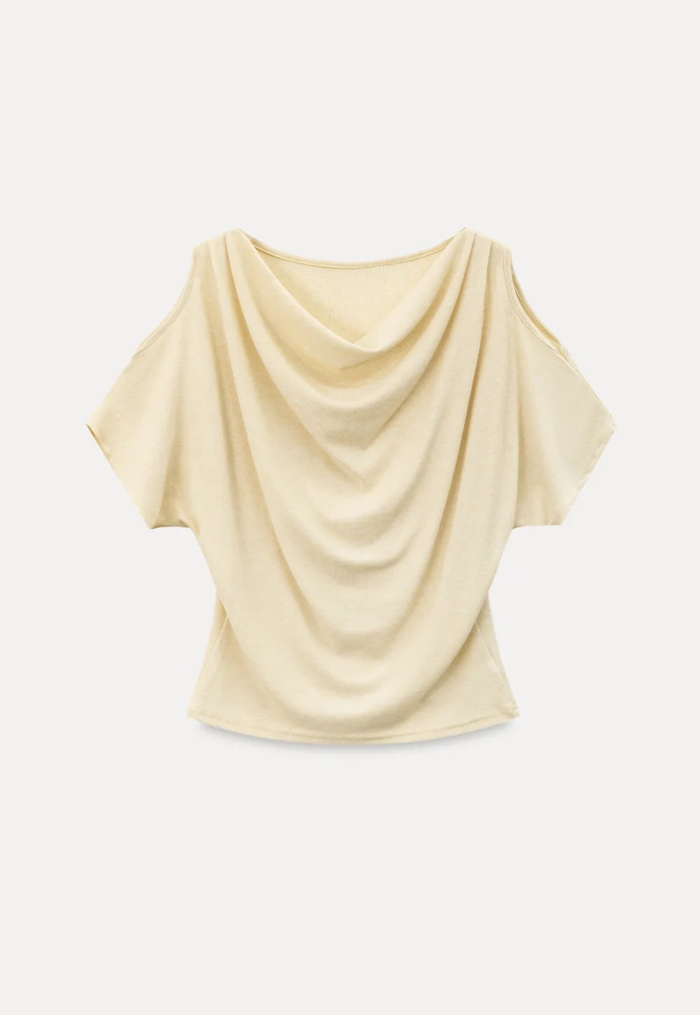 Draped Cowl Neck Short Sleeve T-shirt