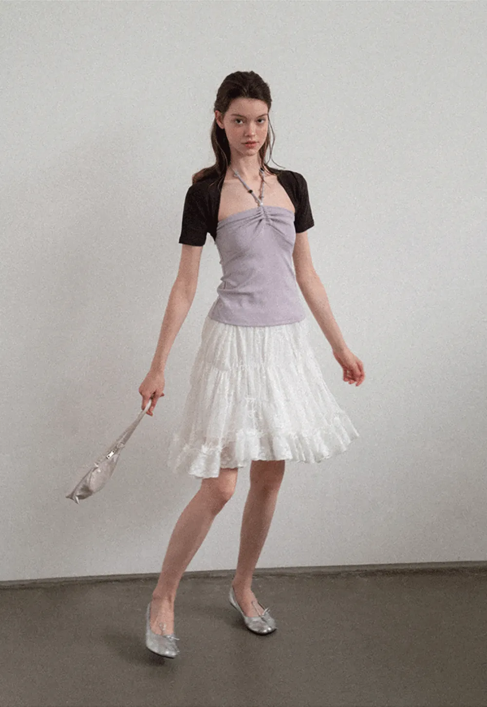 Asymmetrical Neckline Short Sleeve T Shirt