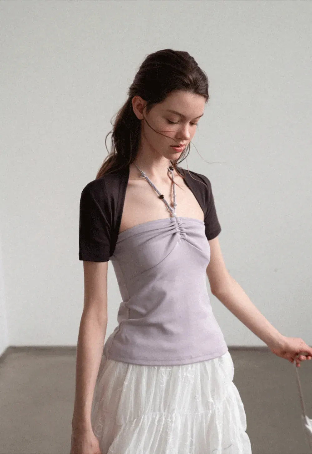 Asymmetrical Neckline Short Sleeve T Shirt