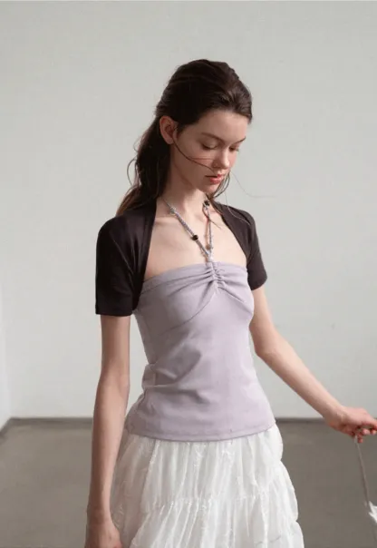 Asymmetrical Neckline Short Sleeve T Shirt