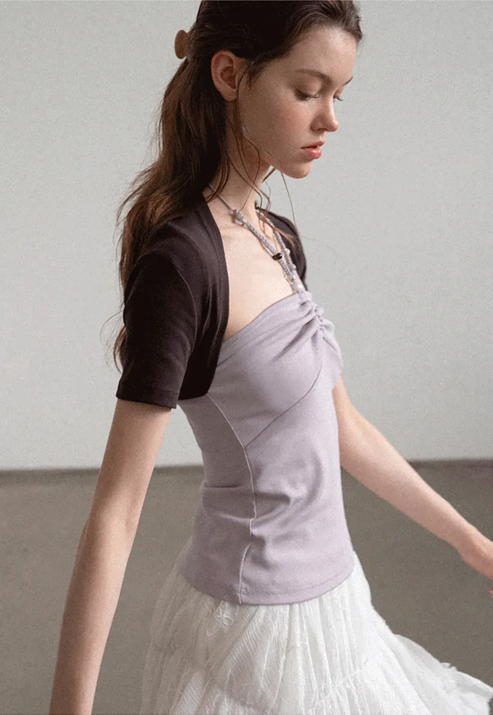 Asymmetrical Neckline Short Sleeve T Shirt