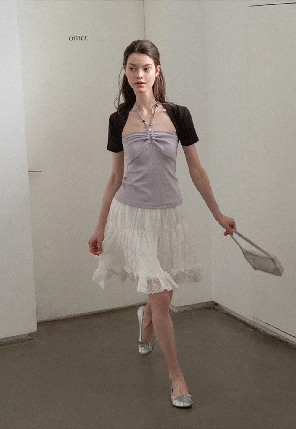 Asymmetrical Neckline Short Sleeve T Shirt