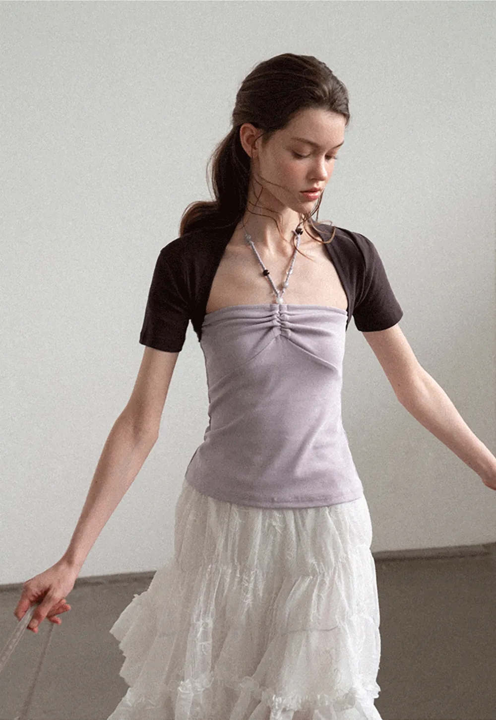 Asymmetrical Neckline Short Sleeve T Shirt