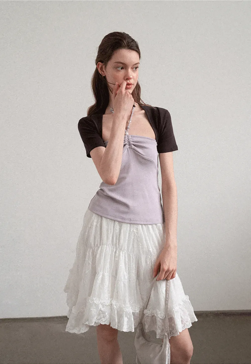 Asymmetrical Neckline Short Sleeve T Shirt