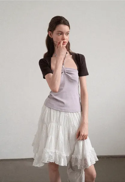 Asymmetrical Neckline Short Sleeve T Shirt