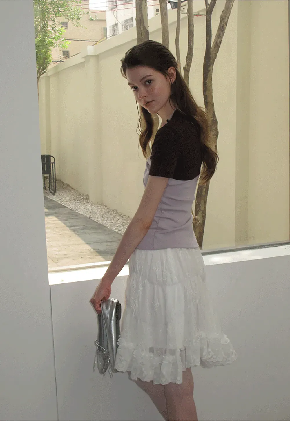 Asymmetrical Neckline Short Sleeve T Shirt