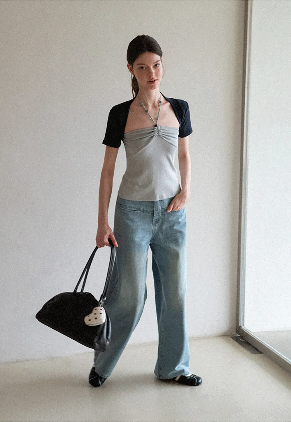 Asymmetrical Neckline Short Sleeve T Shirt