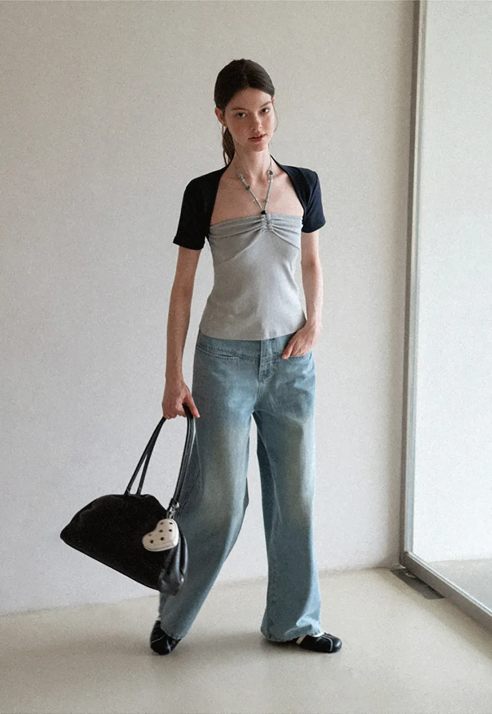 Asymmetrical Neckline Short Sleeve T Shirt