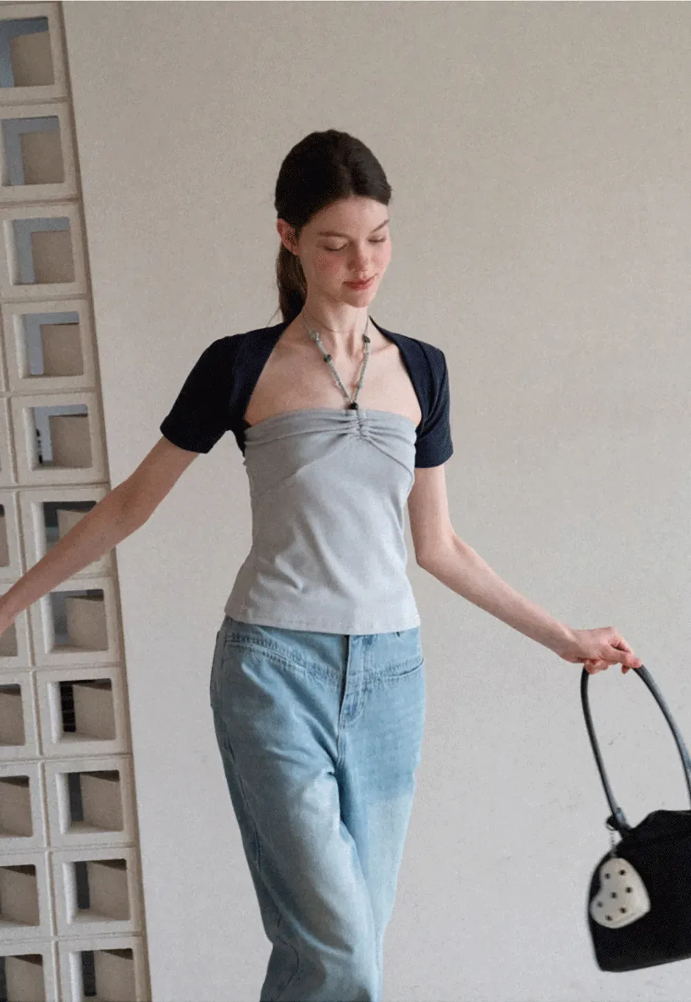 Asymmetrical Neckline Short Sleeve T Shirt