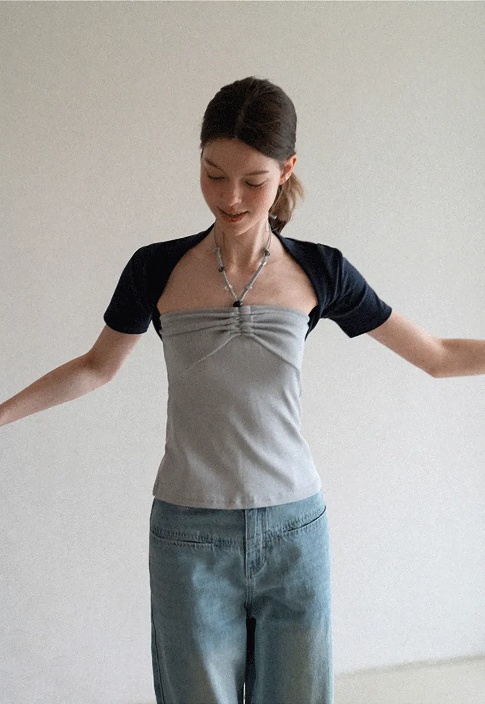 Asymmetrical Neckline Short Sleeve T Shirt