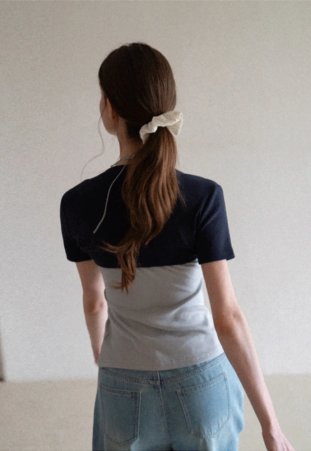 Asymmetrical Neckline Short Sleeve T Shirt