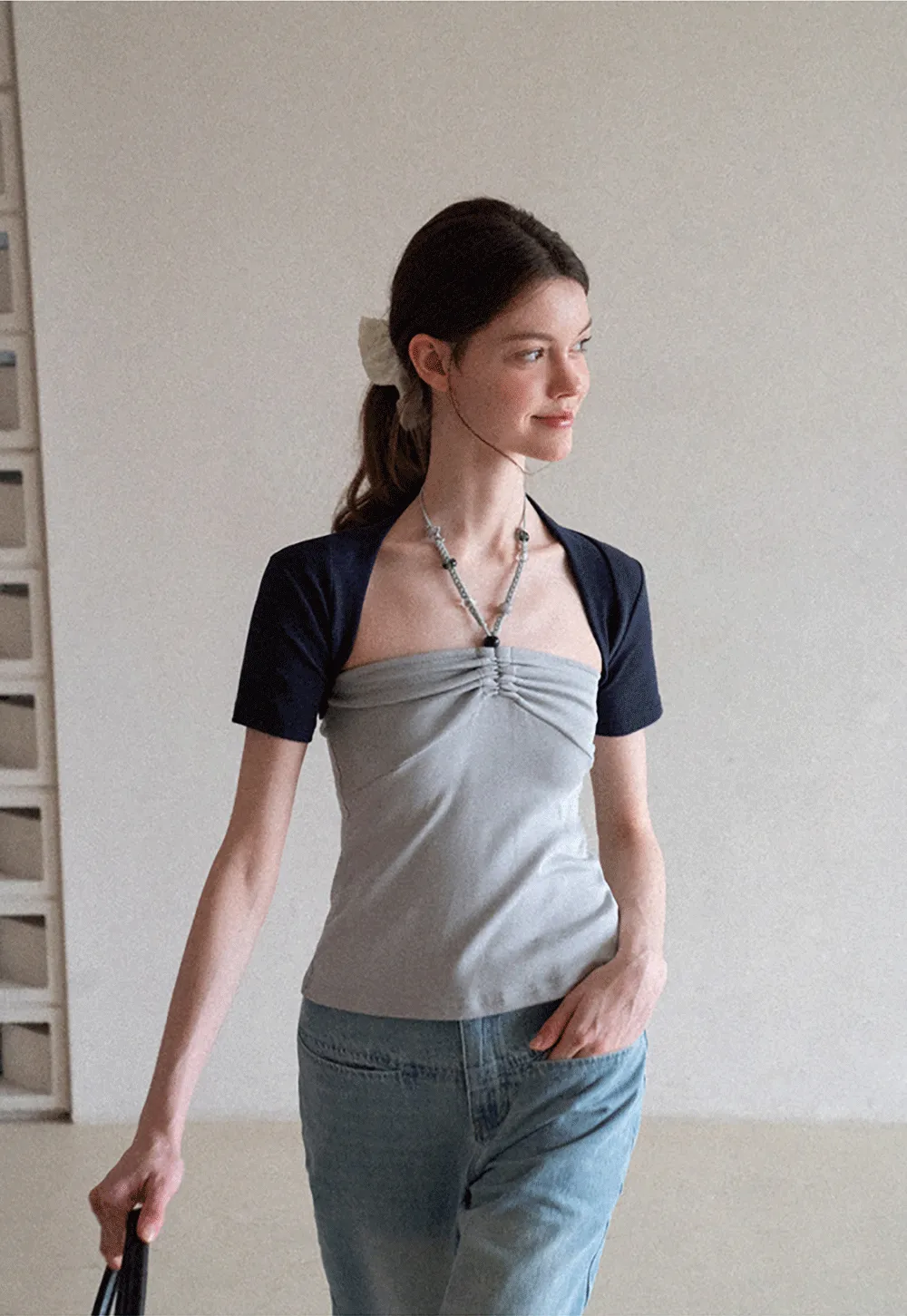 Asymmetrical Neckline Short Sleeve T Shirt