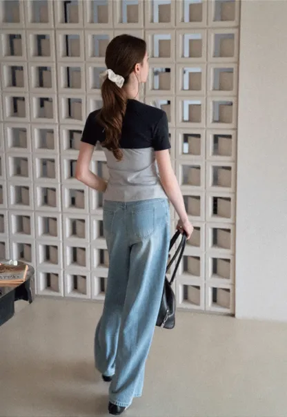 Asymmetrical Neckline Short Sleeve T Shirt