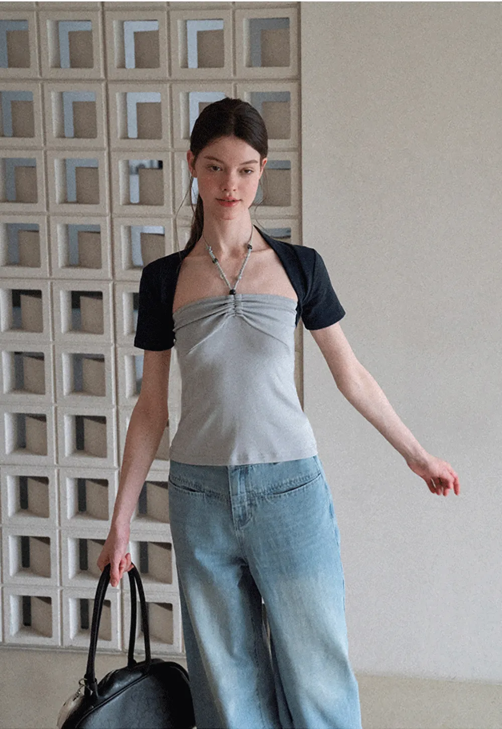Asymmetrical Neckline Short Sleeve T Shirt