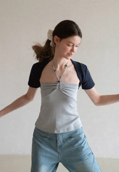 Asymmetrical Neckline Short Sleeve T Shirt