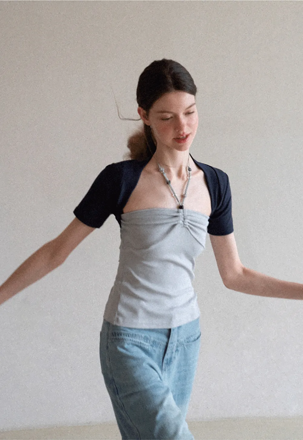 Asymmetrical Neckline Short Sleeve T Shirt