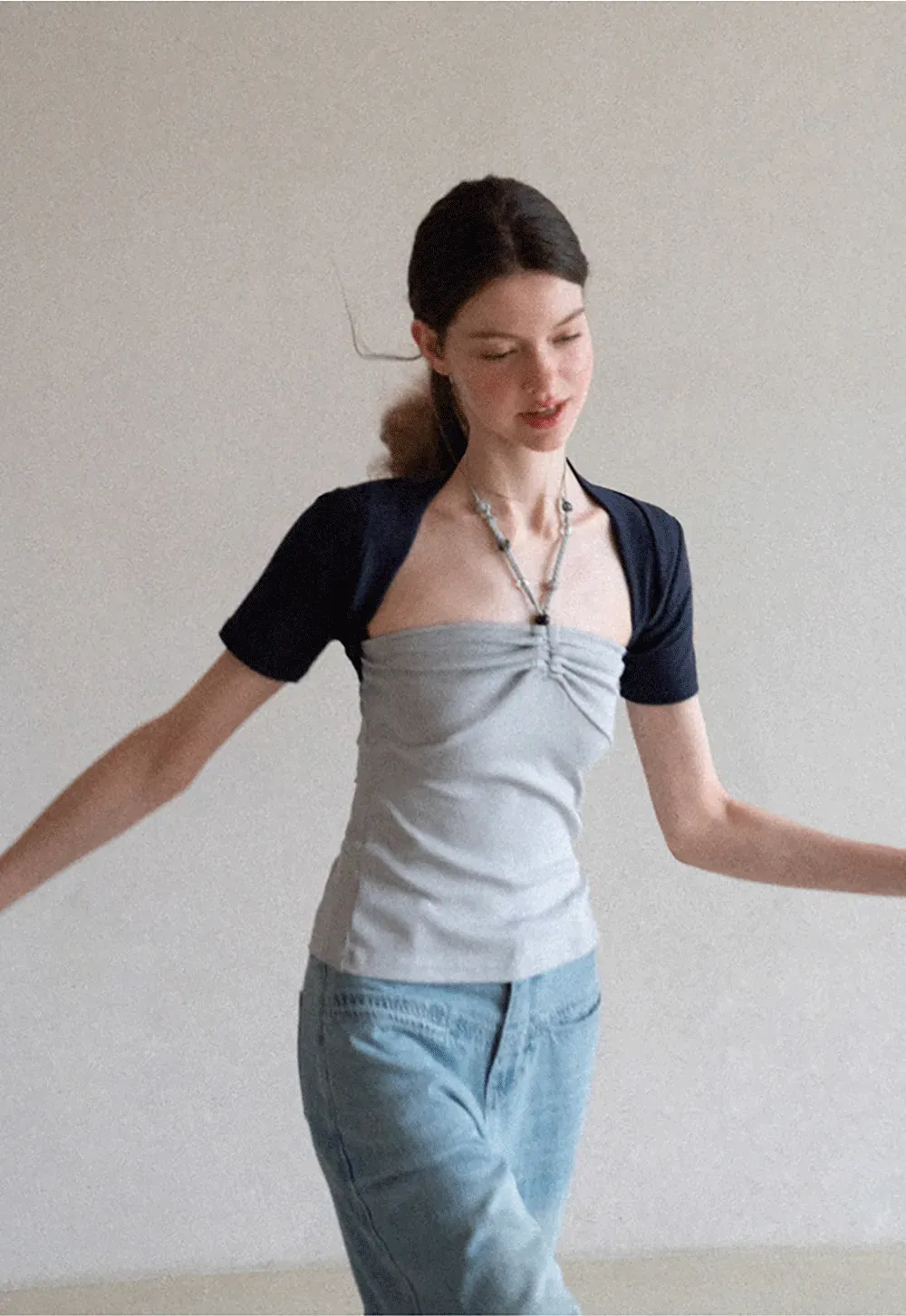 Asymmetrical Neckline Short Sleeve T Shirt