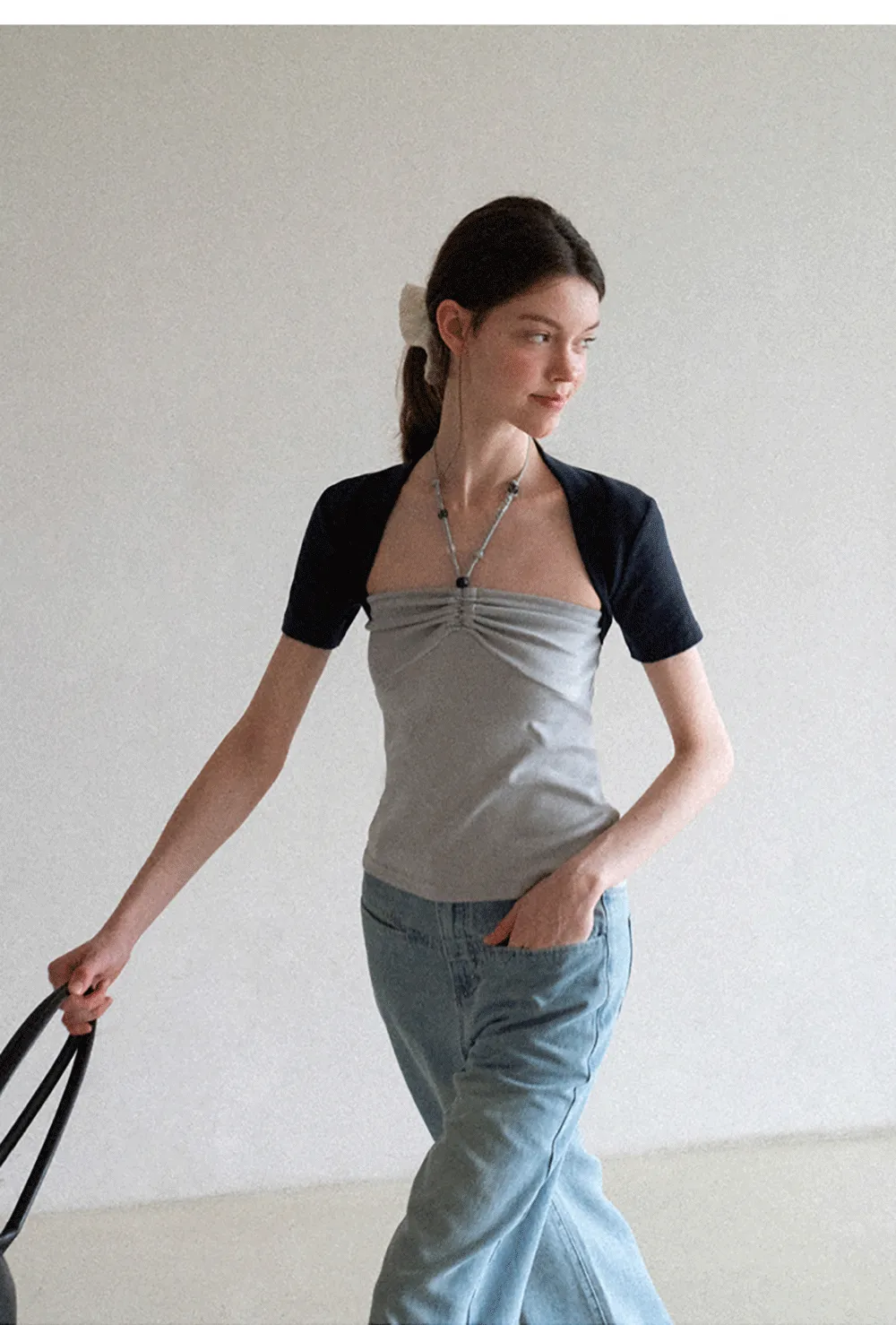 Asymmetrical Neckline Short Sleeve T Shirt