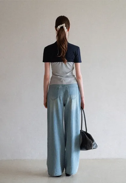 Asymmetrical Neckline Short Sleeve T Shirt