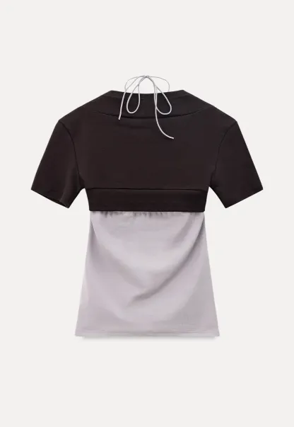 Asymmetrical Neckline Short Sleeve T Shirt