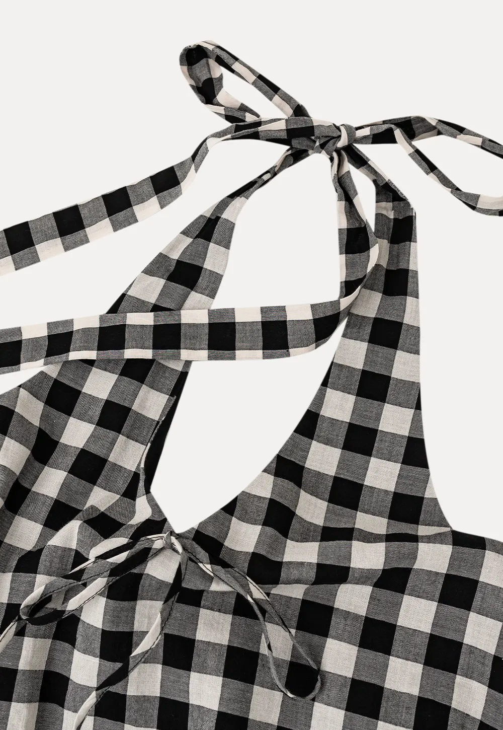 Checkered Halter Neck Tank Top High Waist Skirt Set