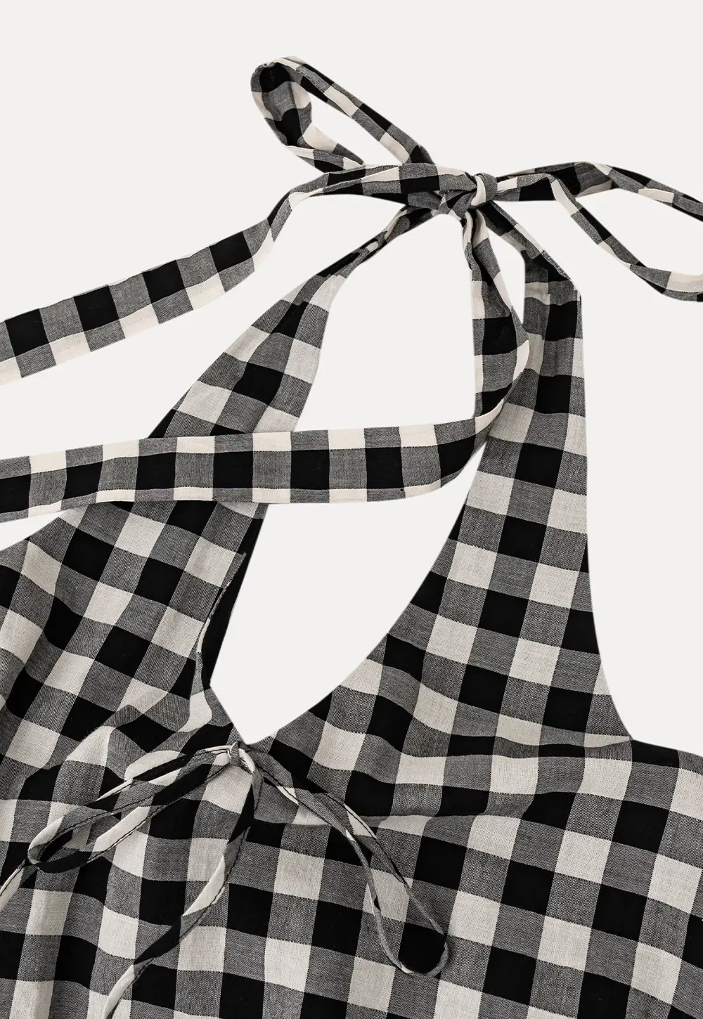 Checkered Halter Neck Tank Top High Waist Skirt Set