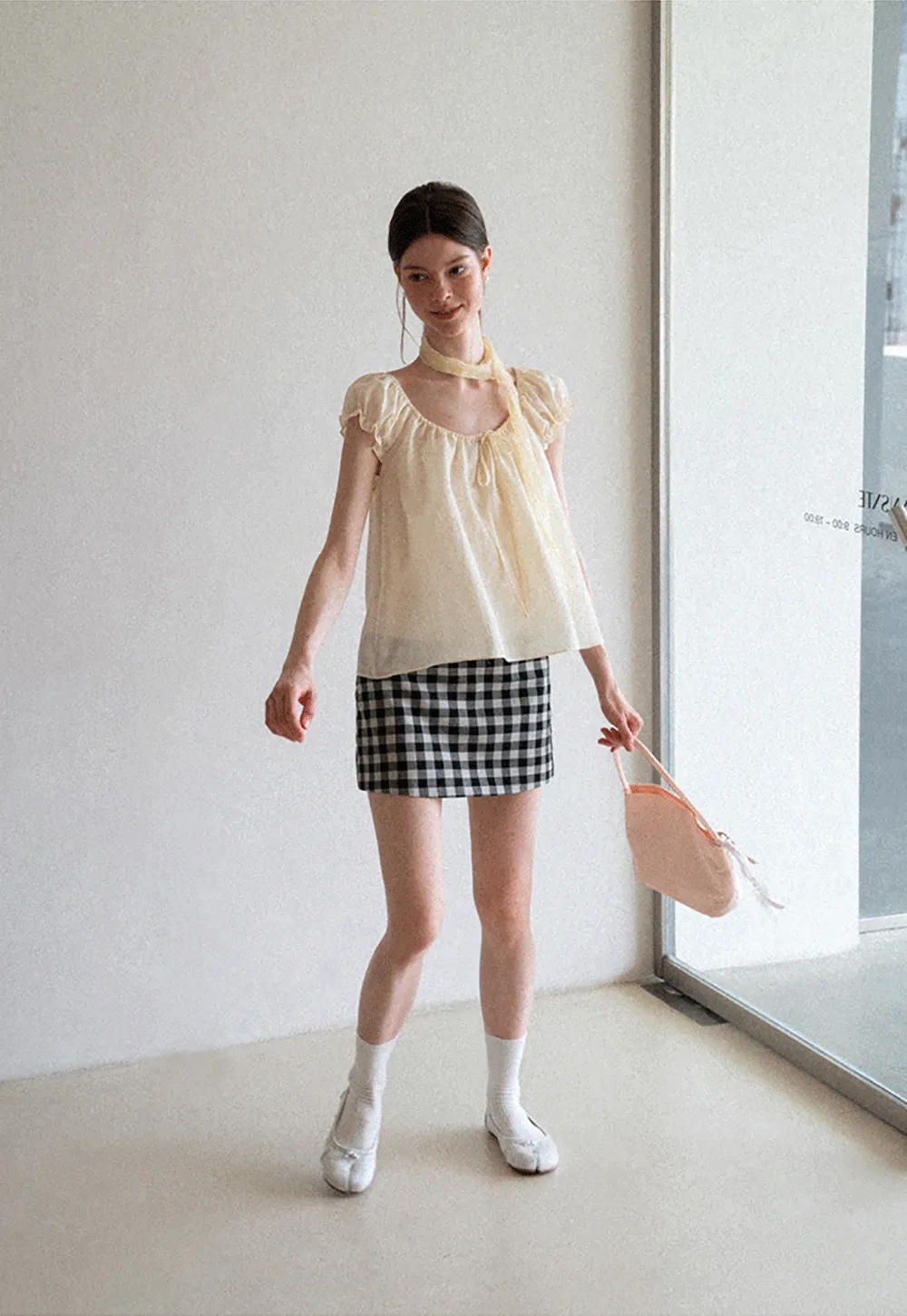 Checkered Halter Neck Tank Top High Waist Skirt Set