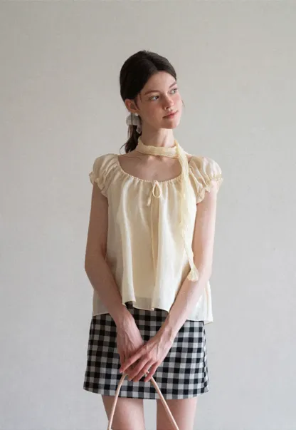 Checkered Halter Neck Tank Top High Waist Skirt Set