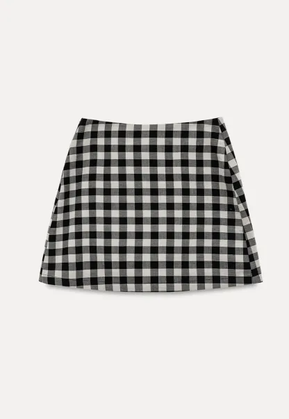 Checkered Halter Neck Tank Top High Waist Skirt Set