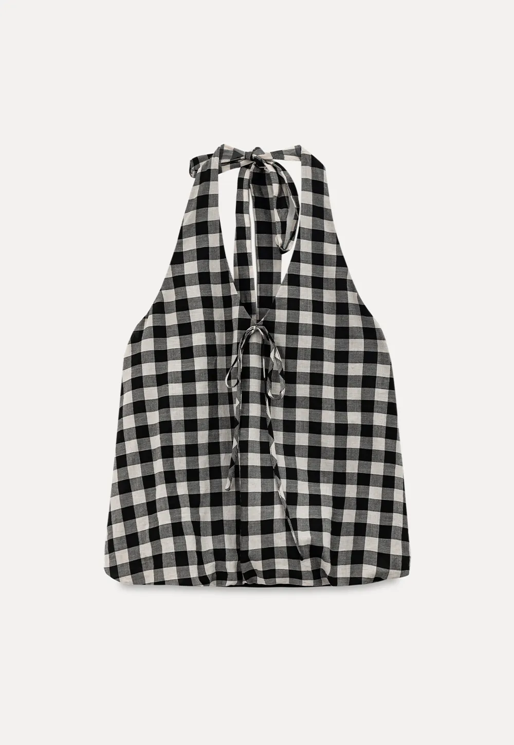 Checkered Halter Neck Tank Top High Waist Skirt Set