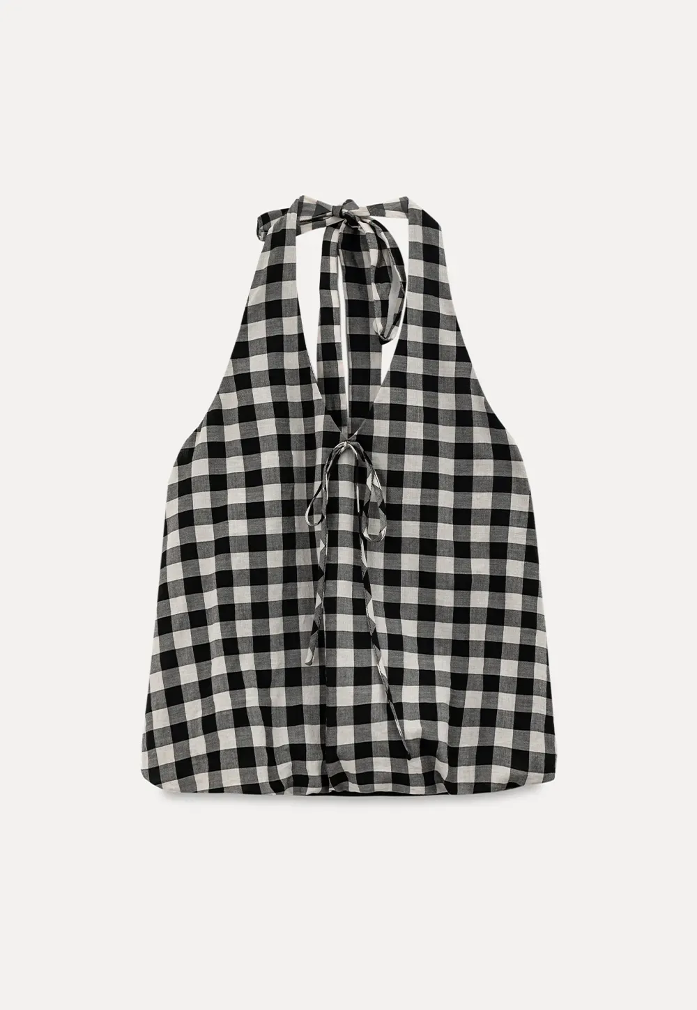 Checkered Halter Neck Tank Top High Waist Skirt Set