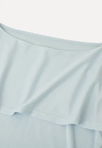 Off Shoulder Dolman Sleeve Layered T Shirt