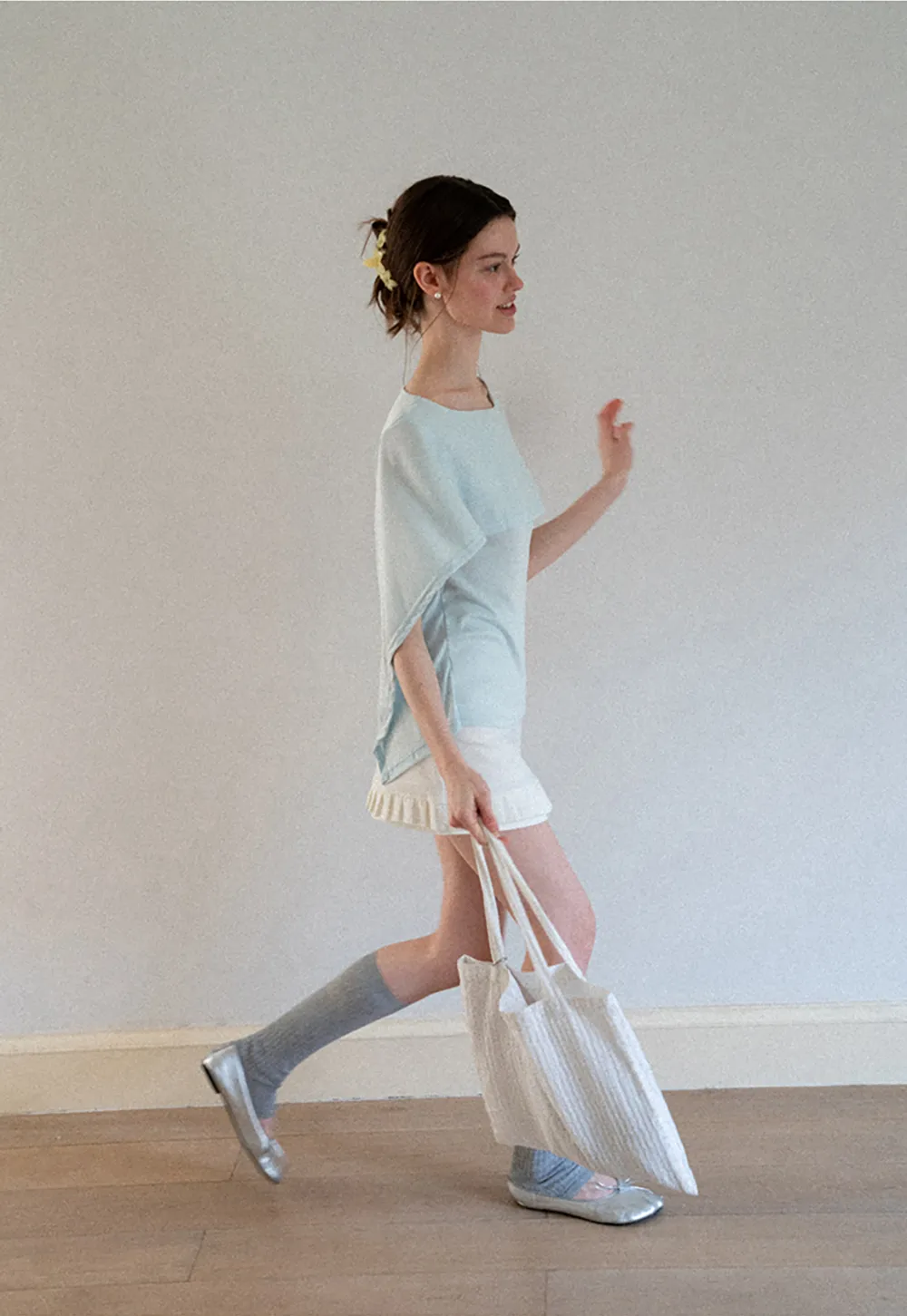 Off Shoulder Dolman Sleeve Layered T Shirt