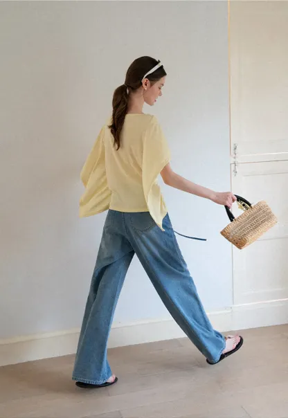 Off Shoulder Dolman Sleeve Layered T Shirt