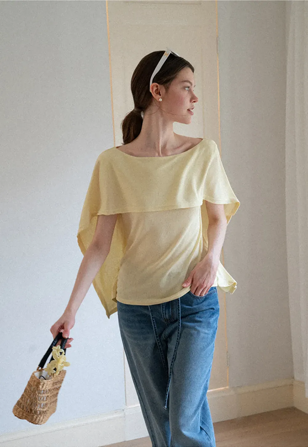 Off Shoulder Dolman Sleeve Layered T Shirt