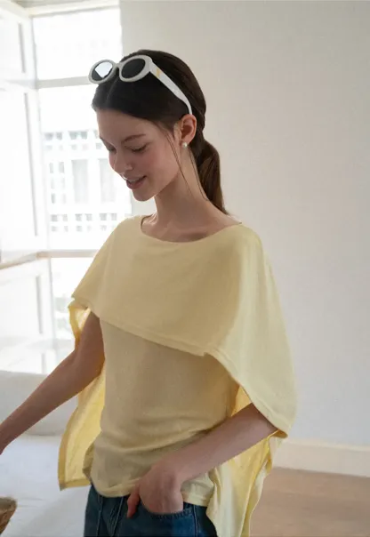 Off Shoulder Dolman Sleeve Layered T Shirt
