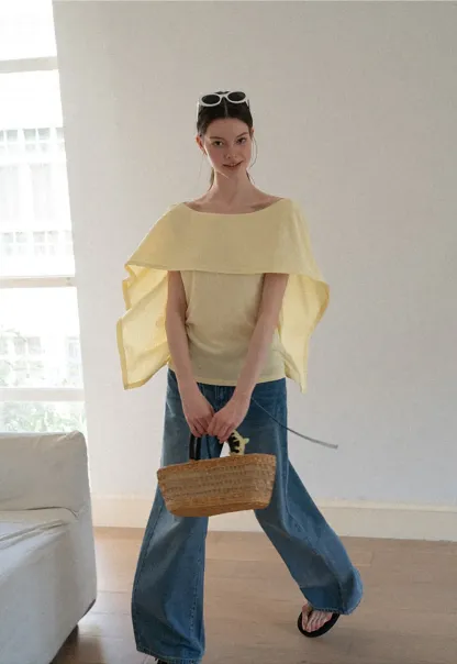 Off Shoulder Dolman Sleeve Layered T Shirt