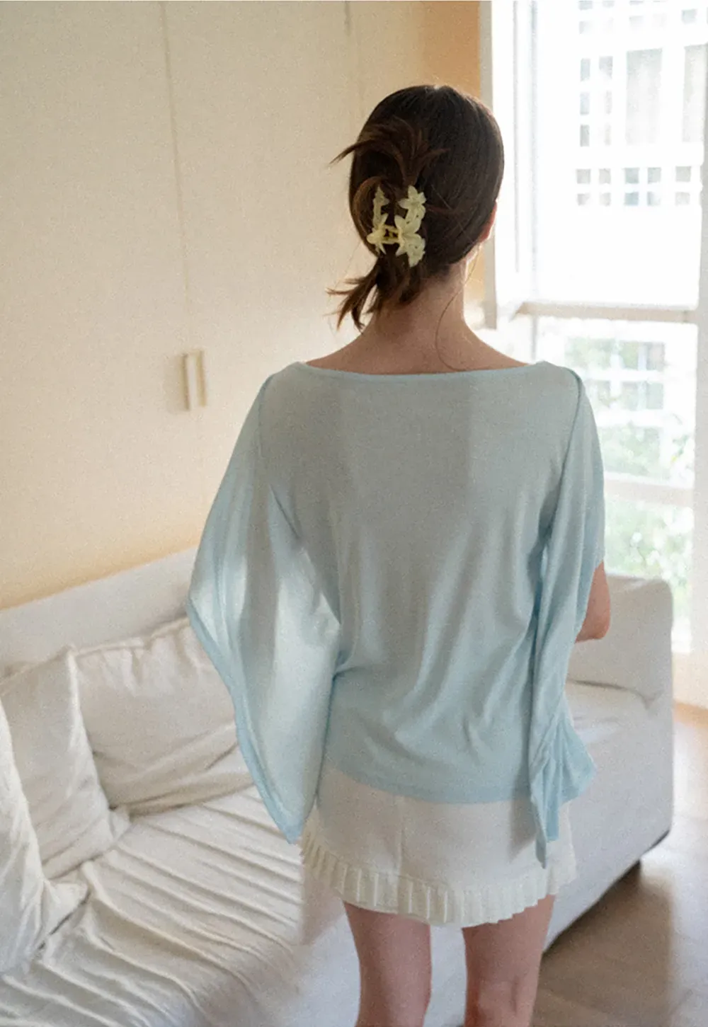 Off Shoulder Dolman Sleeve Layered T Shirt